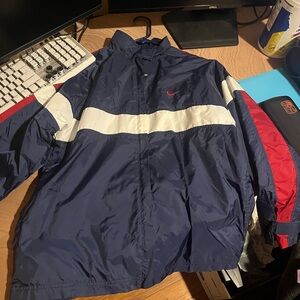 Nike Men's Navy and Red Windbreaker Jacket